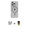 ieg™ iPhone 16 Pro Max Kılıf Pusula Form Özel Seri - Siyah Buffer Cam Ekran Koruyucu + Pers Alüminyum Kamera Lens - GS
