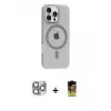 ieg™ iPhone 16 Pro Max Kılıf Pusula Form Özel Seri - Siyah Buffer Cam Ekran Koruyucu + Pers Alüminyum Kamera Lens - GI