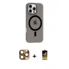 ieg™ iPhone 16 Pro Max Kılıf Pusula Form Özel Seri - Siyah Buffer Cam Ekran Koruyucu + Pers Alüminyum Kamera Lens - CLTM
