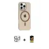 ieg™ iPhone 16 Pro Max Kılıf Pusula Form Özel Seri - Siyah Buffer Cam Ekran Koruyucu + Pers Alüminyum Kamera Lens - GS