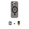 ieg™ iPhone 16 Pro Max Kılıf Pusula Form Özel Seri - Siyah Buffer Cam Ekran Koruyucu + PVD Metal Kamera Lens - GD