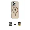 ieg™ iPhone 16 Pro Max Kılıf Pusula Form Özel Seri - Siyah Buffer Cam Ekran Koruyucu + PVD Metal Kamera Lens - GD