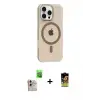 ieg™ iPhone 16 Pro Max Kılıf Pusula Form Özel Seri - Siyah Buffer Cam Ekran Koruyucu + Raze Metal Kamera Lens - NLGY
