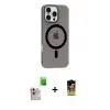 ieg™ iPhone 16 Pro Max Kılıf Pusula Form Özel Seri - Siyah Buffer Cam Ekran Koruyucu + Raze Metal Kamera Lens - NLGY