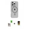 ieg™ iPhone 16 Pro Max Kılıf Pusula Form Özel Seri - Siyah Buffer Cam Ekran Koruyucu + Raze Metal Kamera Lens - NLGY
