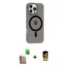 ieg™ iPhone 16 Pro Max Kılıf Pusula Form Özel Seri - Siyah Buffer Cam Ekran Koruyucu + Raze Metal Kamera Lens - CLTM