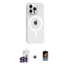 ieg™ iPhone 16 Pro Max Kılıf Pusula Form Özel Seri - Siyah Buffer Hayalet Cam Ekran Koruyucu + Bilvis Titan Kamera Lens - SH