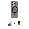 ieg™ iPhone 16 Pro Max Kılıf Pusula Form Özel Seri - Siyah Buffer Hayalet Cam Ekran Koruyucu + Bilvis Titan Kamera Lens - SH