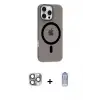 ieg™ iPhone 16 Pro Max Kılıf Pusula Form Özel Seri - Siyah Joko Magic 5D Cam + Pers Alüminyum Kamera Lens - GI