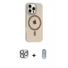 ieg™ iPhone 16 Pro Max Kılıf Pusula Form Özel Seri - Siyah Joko Magic 5D Cam + Pers Alüminyum Kamera Lens - GI