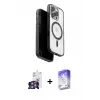 ieg™ iPhone 16 Pro Max Kılıf Pusula Form Serisi - Siyah Bilvis 5in1 3D Magic Cam Ekran Koruyucu + Bilvis Titan Kamera Lens - GS