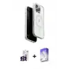 ieg™ iPhone 16 Pro Max Kılıf Pusula Form Serisi - Siyah Bilvis 5in1 3D Magic Cam Ekran Koruyucu + Bilvis Titan Kamera Lens - TMGI