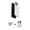ieg™ iPhone 16 Pro Max Kılıf Pusula Form Serisi - Siyah Bilvis 5in1 3D Magic Cam Ekran Koruyucu + Pers Alüminyum Kamera Lens - GS