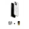 ieg™ iPhone 16 Pro Max Kılıf Pusula Form Serisi - Siyah Buffer Cam Ekran Koruyucu + Pers Alüminyum Kamera Lens - GI