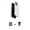 ieg™ iPhone 16 Pro Max Kılıf Pusula Form Serisi - Siyah Buffer Cam Ekran Koruyucu + PVD Metal Kamera Lens - SH