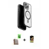 ieg™ iPhone 16 Pro Max Kılıf Pusula Form Serisi - Siyah Buffer Cam Ekran Koruyucu + Raze Metal Kamera Lens - CLTM