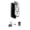 ieg™ iPhone 16 Pro Max Kılıf Pusula Form Serisi - Siyah Buffer Hayalet Cam Ekran Koruyucu + Bilvis Titan Kamera Lens - SH
