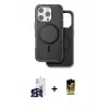 ieg™ iPhone 16 Pro Max Kılıf Pusula Işık Koleksiyonu - Siyah Buffer Cam Ekran Koruyucu + Bilvis Titan Kamera Lens - SH