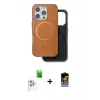 ieg™ iPhone 16 Pro Max Kılıf Pusula Işık Koleksiyonu - Siyah Buffer Hayalet Cam Ekran Koruyucu + Raze Metal Kamera Lens - BZ