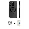 ieg™ iPhone 16 Pro Max Kılıf Pusula Minimal Koleksiyonu - Şeffaf Pasifik Cam Ekran Koruyucu + Pers Alüminyum Kamera Lens - GS