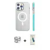 ieg™ iPhone 16 Pro Max Kılıf Pusula Minimal Koleksiyonu - Şeffaf Pasifik Cam Ekran Koruyucu + Pers Alüminyum Kamera Lens - GS