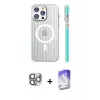 ieg™ iPhone 16 Pro Max Kılıf Pusula Minimal Koleksiyonu - Siyah Bilvis 5in1 3D Magic Cam Ekran Koruyucu + Pers Alüminyum Kamera Lens - GI