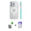 ieg™ iPhone 16 Pro Max Kılıf Pusula Minimal Koleksiyonu - Siyah Bilvis 5in1 3D Magic Cam Ekran Koruyucu + Raze Metal Kamera Lens - SH