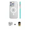ieg™ iPhone 16 Pro Max Kılıf Pusula Minimal Koleksiyonu - Siyah Buffer Cam Ekran Koruyucu + Pers Alüminyum Kamera Lens - GS