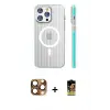 ieg™ iPhone 16 Pro Max Kılıf Pusula Minimal Koleksiyonu - Siyah Buffer Cam Ekran Koruyucu + Pers Alüminyum Kamera Lens - CLTM