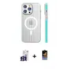 ieg™ iPhone 16 Pro Max Kılıf Pusula Minimal Koleksiyonu - Siyah Buffer Hayalet Cam Ekran Koruyucu + Bilvis Titan Kamera Lens - TMGI