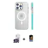 ieg™ iPhone 16 Pro Max Kılıf Pusula Minimal Koleksiyonu - Siyah Buffer Hayalet Cam Ekran Koruyucu + Bilvis Titan Kamera Lens - GS