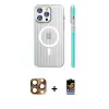 ieg™ iPhone 16 Pro Max Kılıf Pusula Minimal Koleksiyonu - Siyah Buffer Hayalet Cam Ekran Koruyucu + Pers Alüminyum Kamera Lens - CLTM