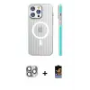 ieg™ iPhone 16 Pro Max Kılıf Pusula Minimal Koleksiyonu - Siyah Buffer Hayalet Cam Ekran Koruyucu + Pers Alüminyum Kamera Lens - GI