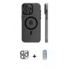 ieg™ iPhone 16 Pro Max Kılıf Pusula Minimal Koleksiyonu - Siyah Joko Magic 5D Cam + Pers Alüminyum Kamera Lens - GI
