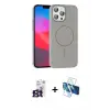 ieg™ iPhone 16 Pro Max Kılıf Siluet Doku Özel Seri - Siyah 3D Antistatik Seramik Nano Ekran Koruyucu + Bilvis Titan Kamera Lens - TMGI