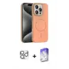 ieg™ iPhone 16 Pro Max Kılıf Siluet Doku Özel Seri - Siyah Bilvis 5in1 3D Magic Cam Ekran Koruyucu + Pers Alüminyum Kamera Lens - GS