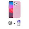ieg™ iPhone 16 Pro Max Kılıf Siluet Doku Özel Seri - Siyah Bilvis 5in1 3D Magic Cam Ekran Koruyucu + Pers Alüminyum Kamera Lens - GI