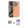 ieg™ iPhone 16 Pro Max Kılıf Siluet Doku Özel Seri - Siyah Bilvis 5in1 3D Magic Cam Ekran Koruyucu + Pers Alüminyum Kamera Lens - GI
