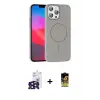 ieg™ iPhone 16 Pro Max Kılıf Siluet Doku Özel Seri - Siyah Buffer Cam Ekran Koruyucu + Bilvis Titan Kamera Lens - SH