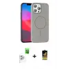 ieg™ iPhone 16 Pro Max Kılıf Siluet Doku Özel Seri - Siyah Buffer Cam Ekran Koruyucu + Raze Metal Kamera Lens - BZ