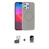 ieg™ iPhone 16 Pro Max Kılıf Siluet Doku Özel Seri - Siyah Buffer Hayalet Cam Ekran Koruyucu + Bilvis Titan Kamera Lens - TMGI