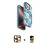 ieg™ iPhone 16 Pro Max Kılıf Siluet Doku - Siyah Buffer Cam Ekran Koruyucu + Pers Alüminyum Kamera Lens - CLTM