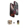 ieg™ iPhone 16 Pro Max Kılıf Siluet Doku - Siyah Buffer Cam Ekran Koruyucu + Pers Alüminyum Kamera Lens - CLTM