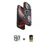 ieg™ iPhone 16 Pro Max Kılıf Siluet Doku - Siyah Buffer Cam Ekran Koruyucu + Pers Alüminyum Kamera Lens - GI