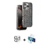 ieg™ iPhone 16 Pro Max Kılıf Siluet Form Serisi - Siyah 3D Antistatik Seramik Nano Ekran Koruyucu + Pers Alüminyum Kamera Lens - GS