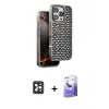 ieg™ iPhone 16 Pro Max Kılıf Siluet Form Serisi - Siyah Bilvis 5in1 5D Magic Hayalet Cam Ekran Koruyucu + PVD Metal Kamera Lens - SH
