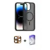 ieg™ iPhone 16 Pro Max Kılıf Siluet Minimal Prime - Siyah Bilvis 5in1 3D Magic Cam Ekran Koruyucu + Pers Alüminyum Kamera Lens - CLTM
