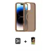 ieg™ iPhone 16 Pro Max Kılıf Siluet Minimal Prime - Siyah Buffer Cam Ekran Koruyucu + PVD Metal Kamera Lens - SH