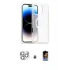 ieg™ iPhone 16 Pro Max Kılıf Siluet Minimal Prime - Siyah Buffer Hayalet Cam Ekran Koruyucu + Pers Alüminyum Kamera Lens - GS