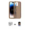 ieg™ iPhone 16 Pro Max Kılıf Siluet Minimal Prime - Siyah Buffer Hayalet Cam Ekran Koruyucu + Pers Alüminyum Kamera Lens - GS